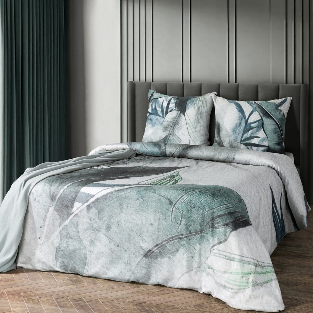 Pościel 160x200 cm z bawełny jasnoszara z designerskim wzorem ARTIST Eva Minge