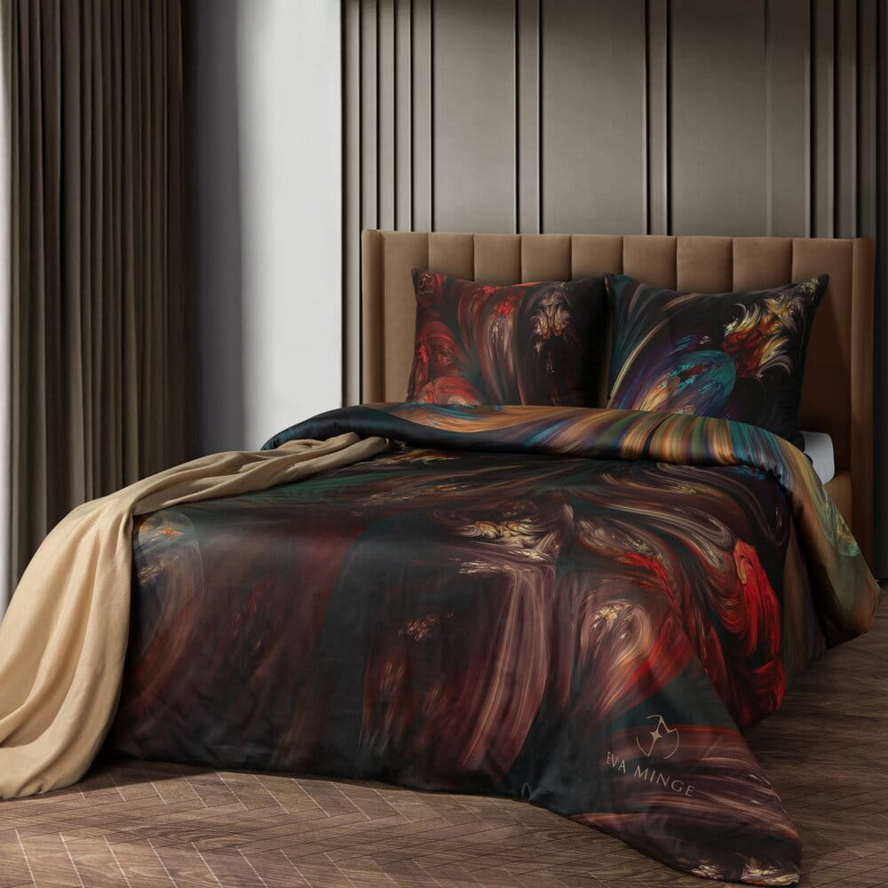 Pościel 160x200 cm z bawełny czarna z designerskim wzorem ASTRAL Eva Minge