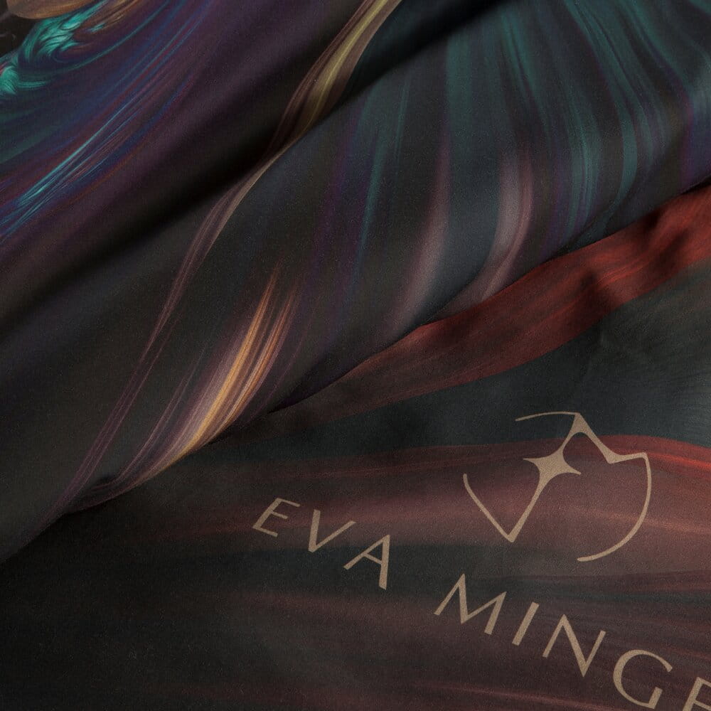 Pościel 160x200 cm z bawełny czarna z designerskim wzorem ASTRAL Eva Minge