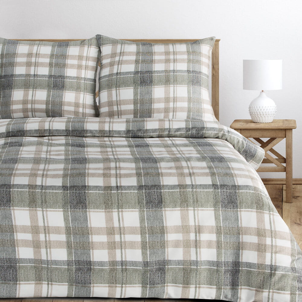 Pościel bawełniana biała z wzorem klasycznej kraty SPRING 58 140x200 cm