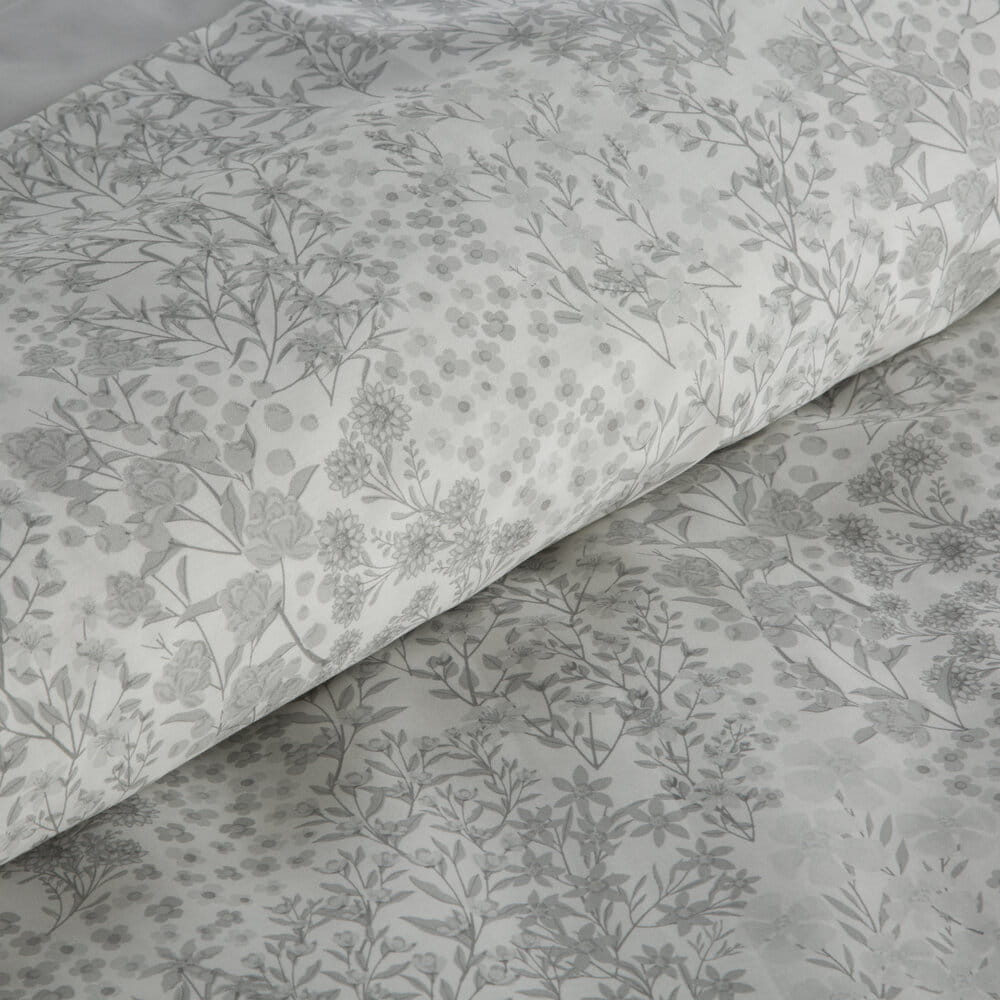 Pościel bawełnianaszara z delikatnym wzorem roślinnym SPRING 59 140x200 cm
