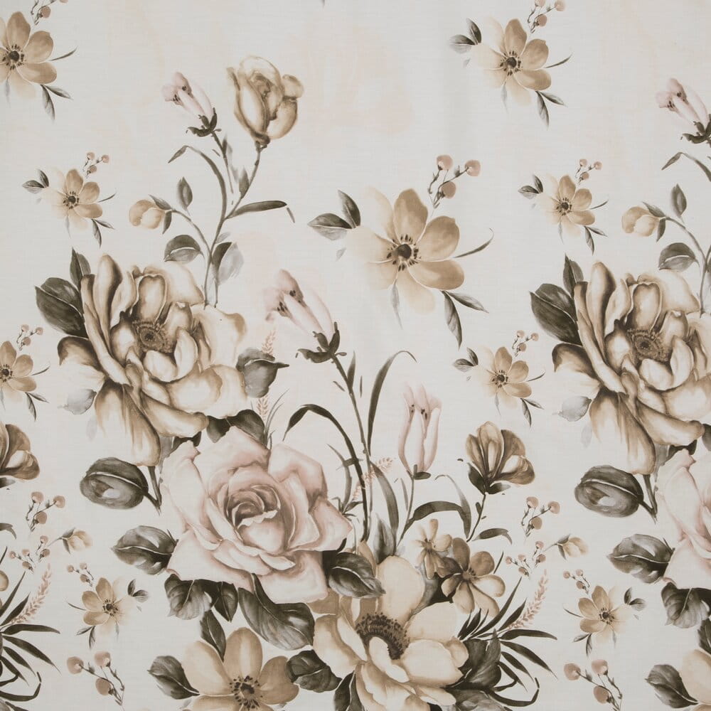 Pościel bawełniana jasnokremowa z wzorem kwiatowym SPRING 41  140x200 cm