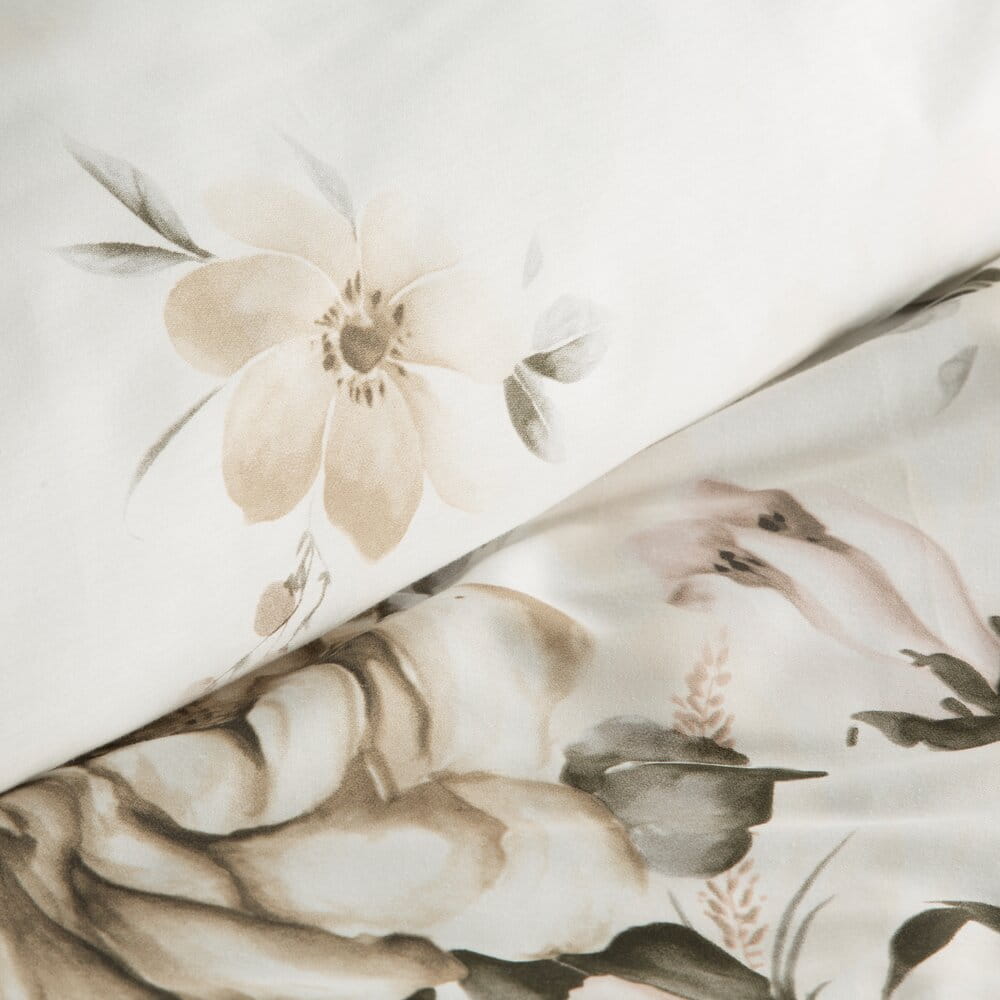 Pościel bawełniana jasnokremowa z wzorem kwiatowym SPRING 41  140x200 cm