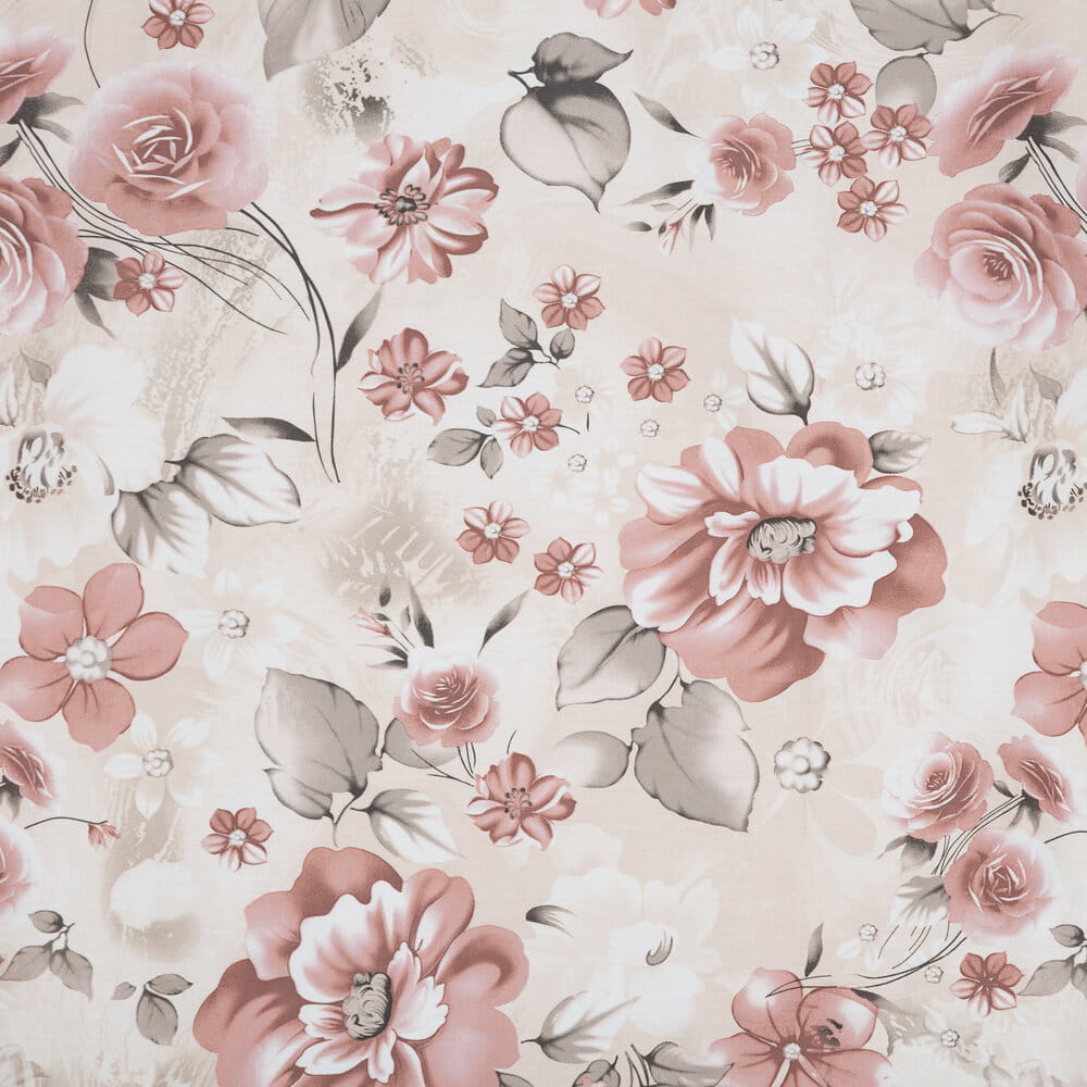 Pościel bawełniana beżowa z kwiatowym wzorem SPRING 42 140x200 cm