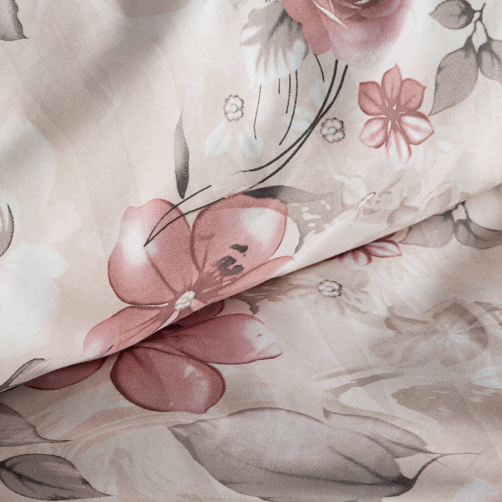 Pościel bawełniana beżowa z kwiatowym wzorem SPRING 42 140x200 cm