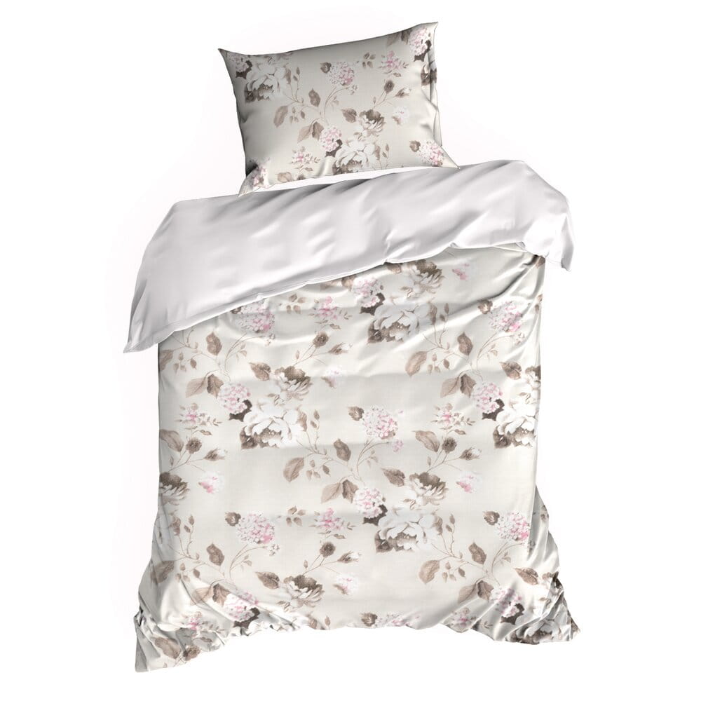 Pościel bawełniana beżowa z wzorem kwiatowym SPRING 45 140x200 cm