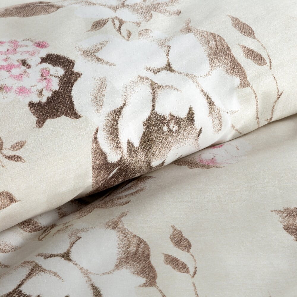 Pościel bawełniana beżowa z wzorem kwiatowym SPRING 45 140x200 cm