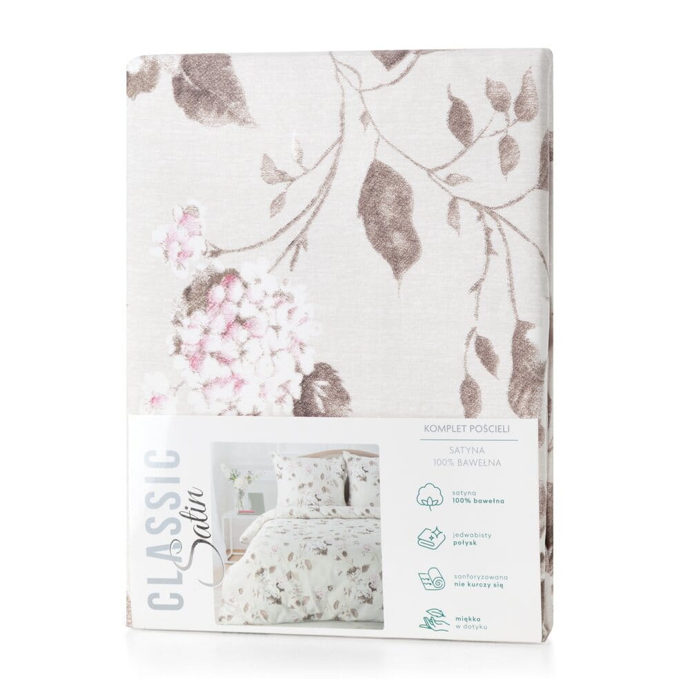 Pościel bawełniana beżowa z wzorem kwiatowym SPRING 45 140x200 cm