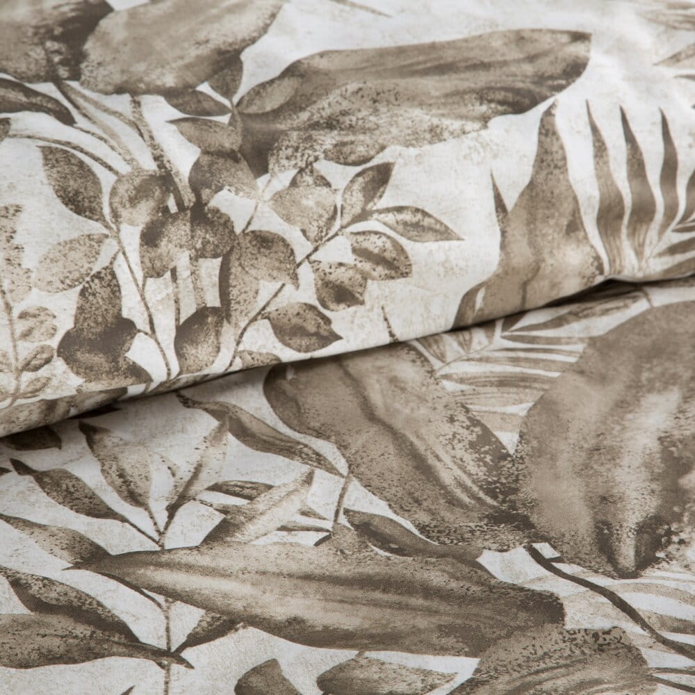 Pościel bawełniana beżowa z wzorem egzotycznych liści SPRING 46 140x200 cm