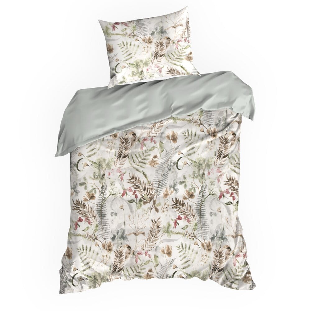 Pościel bawełniana biała z motywem botanicznym SPRING 47 140x200 cm