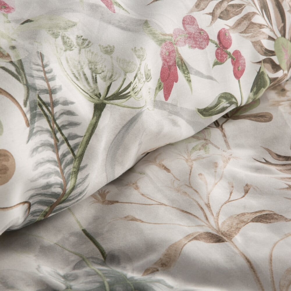 Pościel bawełniana biała z motywem botanicznym SPRING 47 140x200 cm