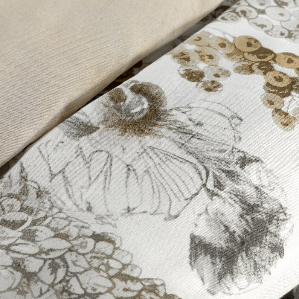 Pościel bawełniana biała z motywem botanicznym SPRING 49 140x200 cm