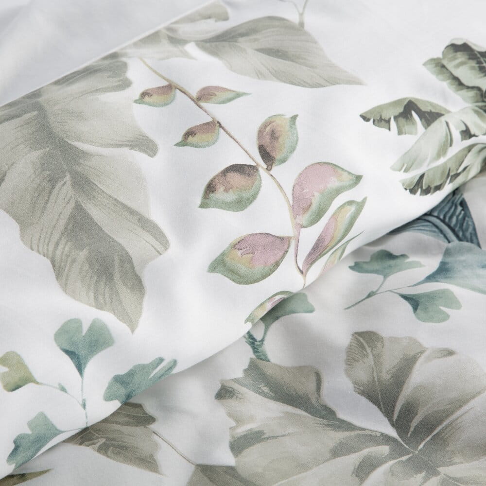 Pościel bawełniana biała z motywem botanicznym SPRING 52 140x200 cm