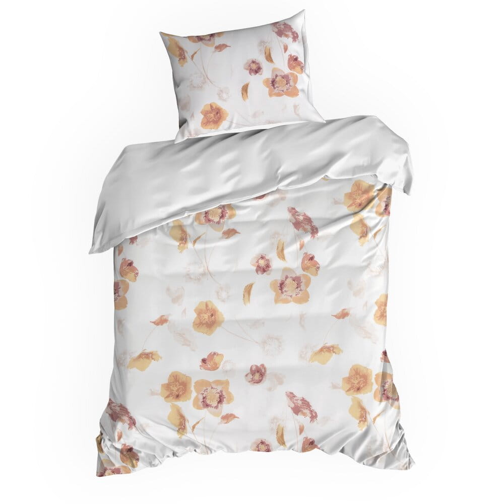 Poście z mikrowłókna biała z brązowym motywem kwiatowym IGA Design 91 l 140x200 cm