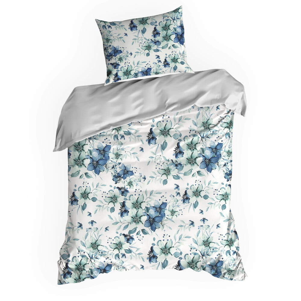 Pościel bawełniana biała z wzorem kwiatowym SPRING 54  140x200 cm