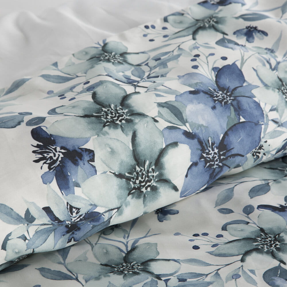 Pościel bawełniana biała z wzorem kwiatowym SPRING 54  140x200 cm