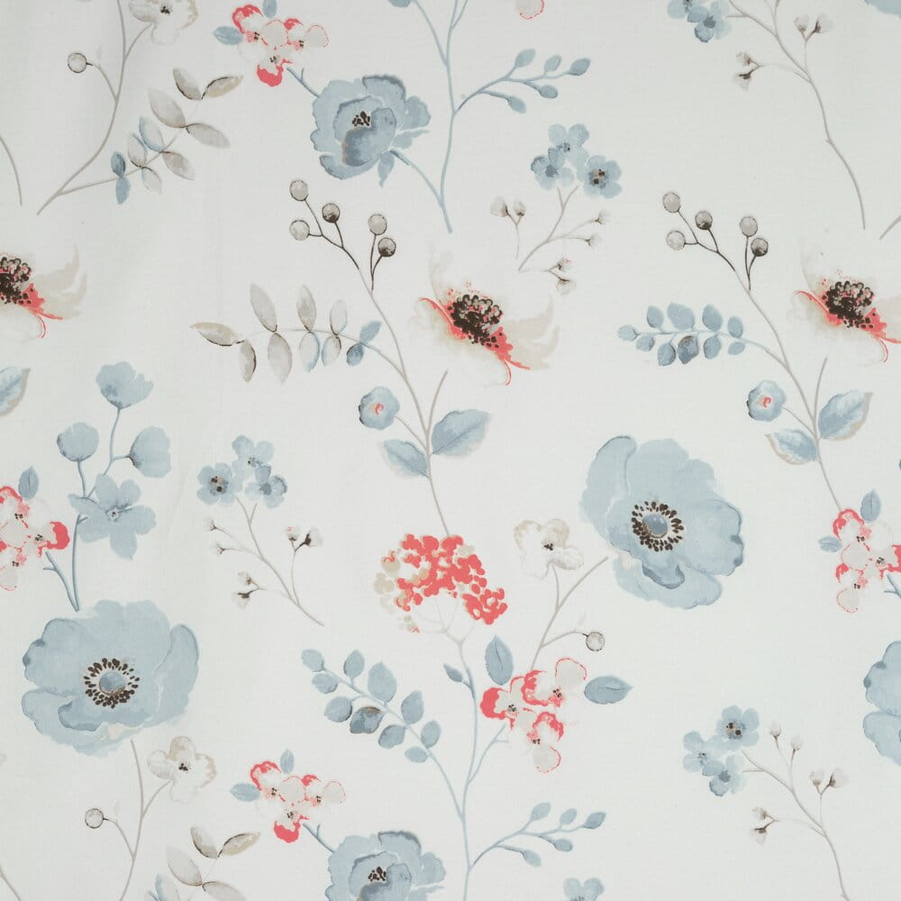 Pościel z mikrowłókna biała z błękitnym z motywem kwiatowym INES Design 91  140x200 cm