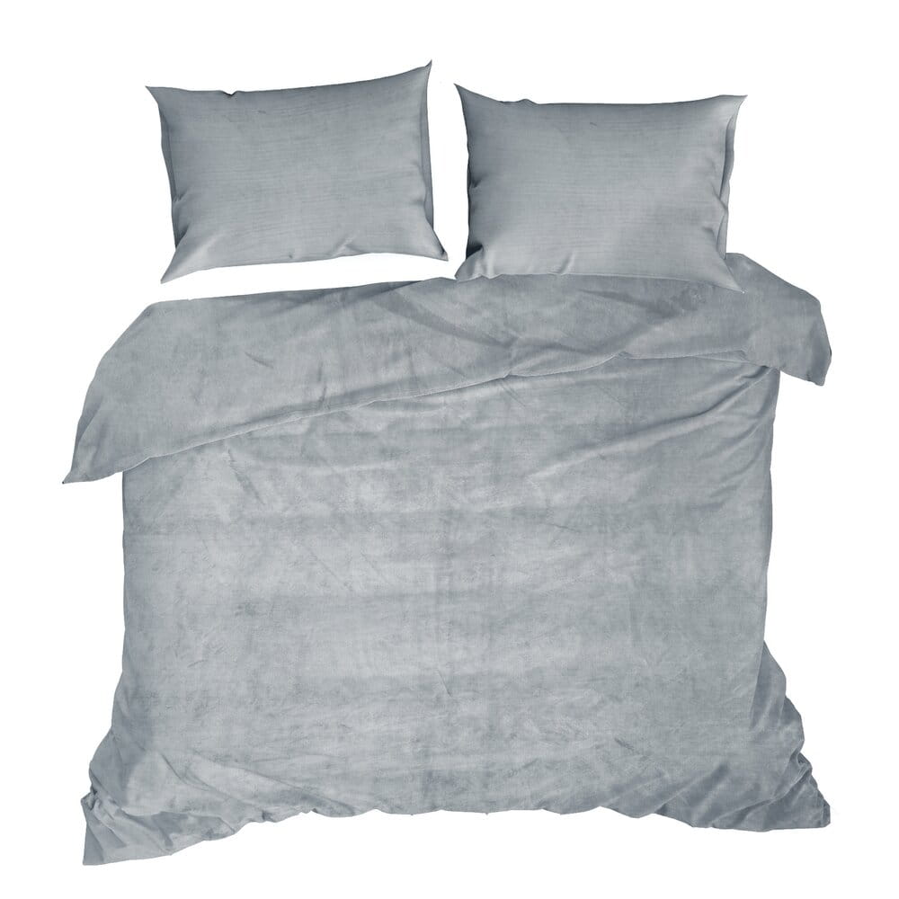 Pościel gładka 220x200 cm z polaru kolor srebrny FLANO