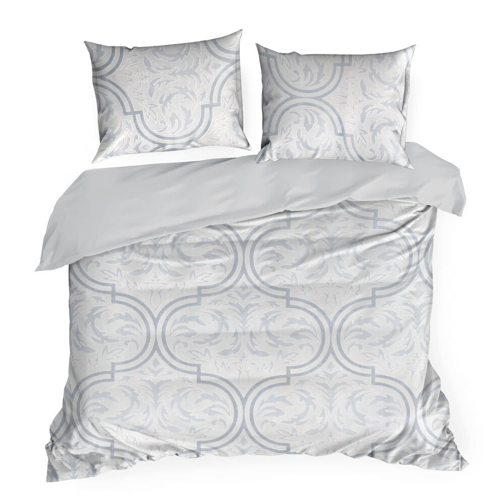 Pościel z polaru 220x200 cm srebrna z stalowym wzorem FLANO