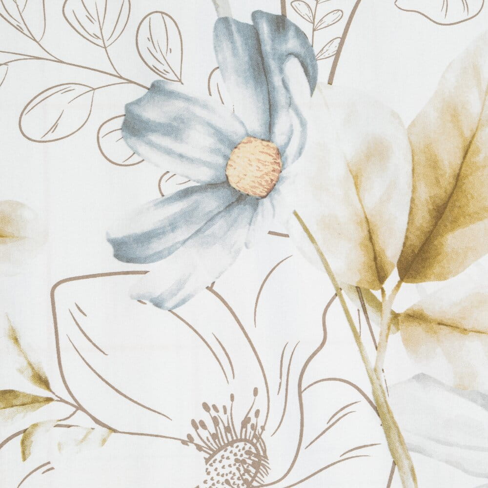 Pościel 140x200 cm z bawełny i mikrowłókna biała z nadrukiem kwiatów LEA9