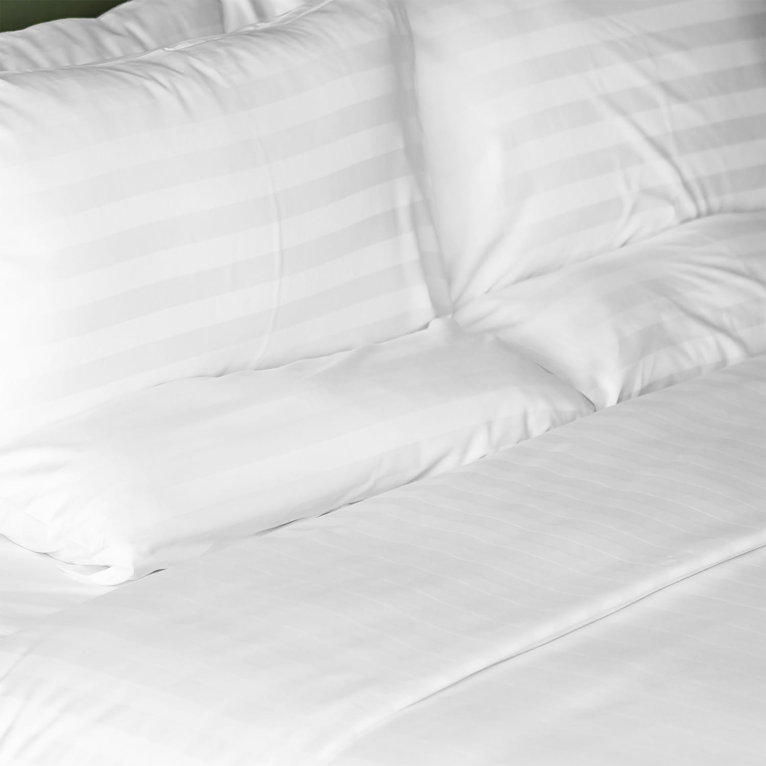 Pościel bawełniana 160x200 cm biała w delikatne białe paski