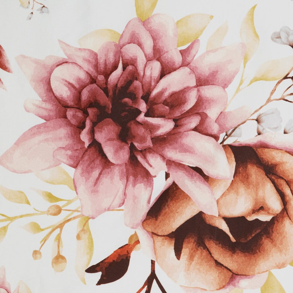 Pościel bawełniana kolor biały z z nadrukiem kwiatów LEA11 140x200 cm