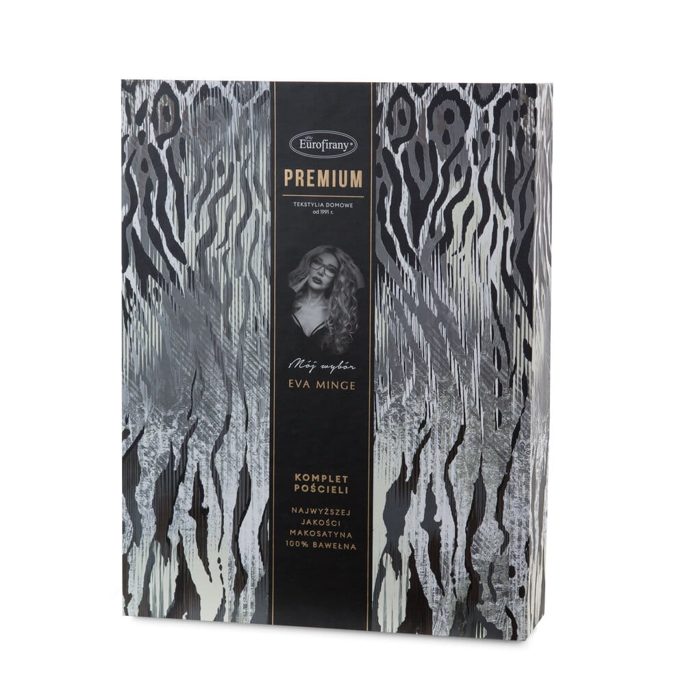 Pościel bawełniana 160x200 cm brązowa z designerskim wzorem EVA 14