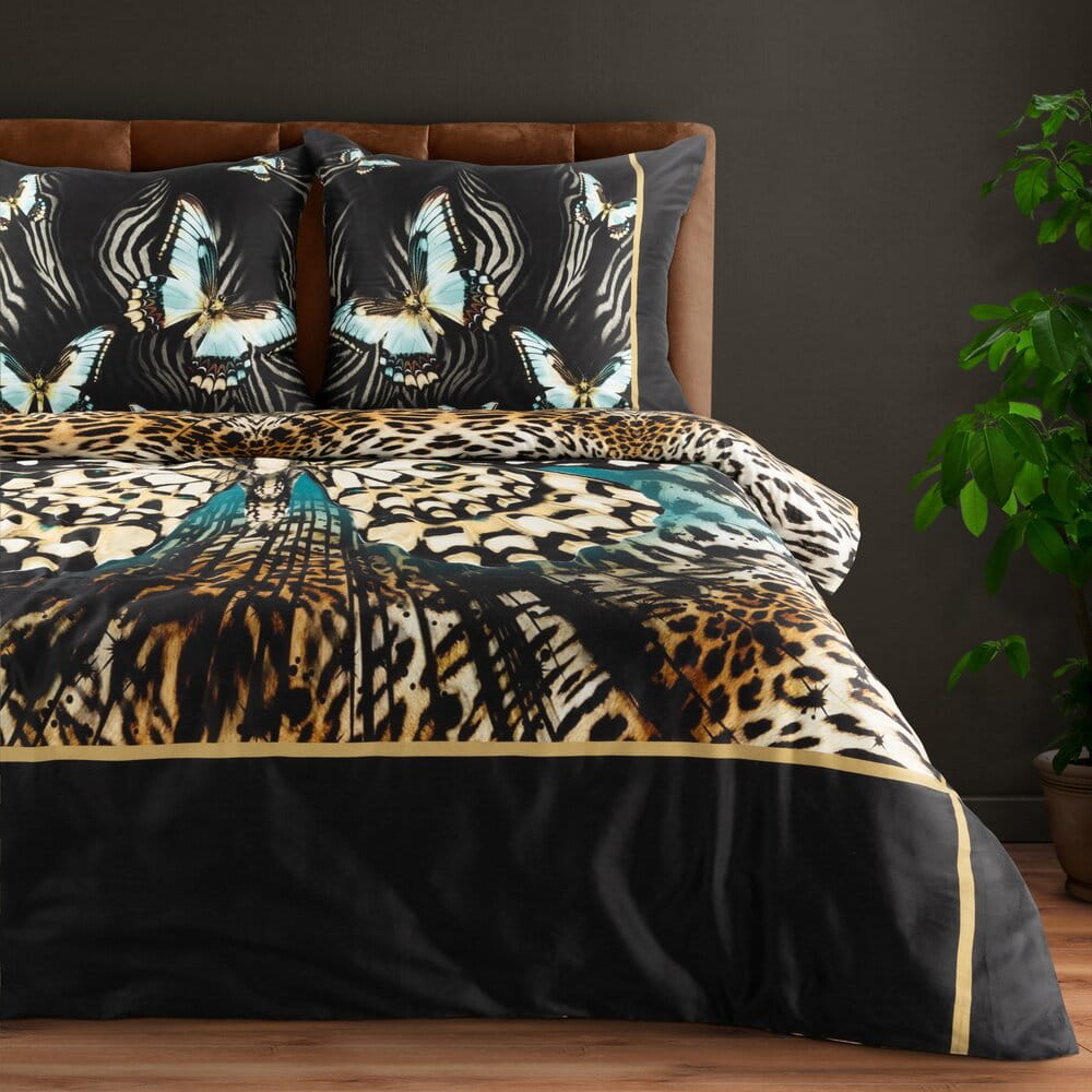 Pościel bawełniana z czarnym designerskim wzorem EVA 15 160x200 cm