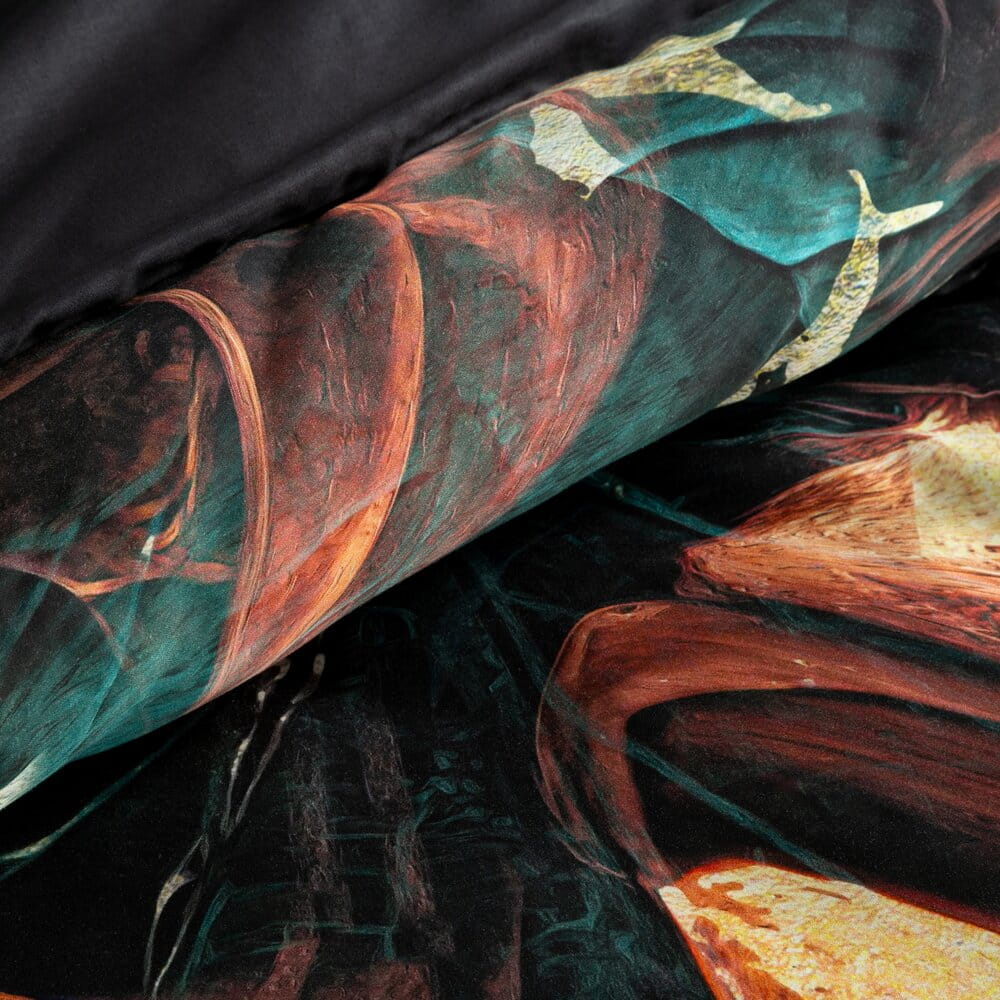 Pościel bawełniana 160x200 cmczarna z wzorem roślinnym EVA 16