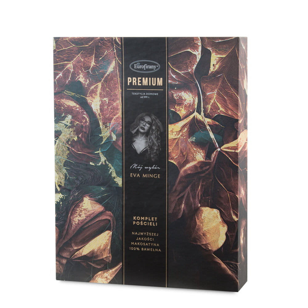 Pościel bawełniana 160x200 cmczarna z wzorem roślinnym EVA 16