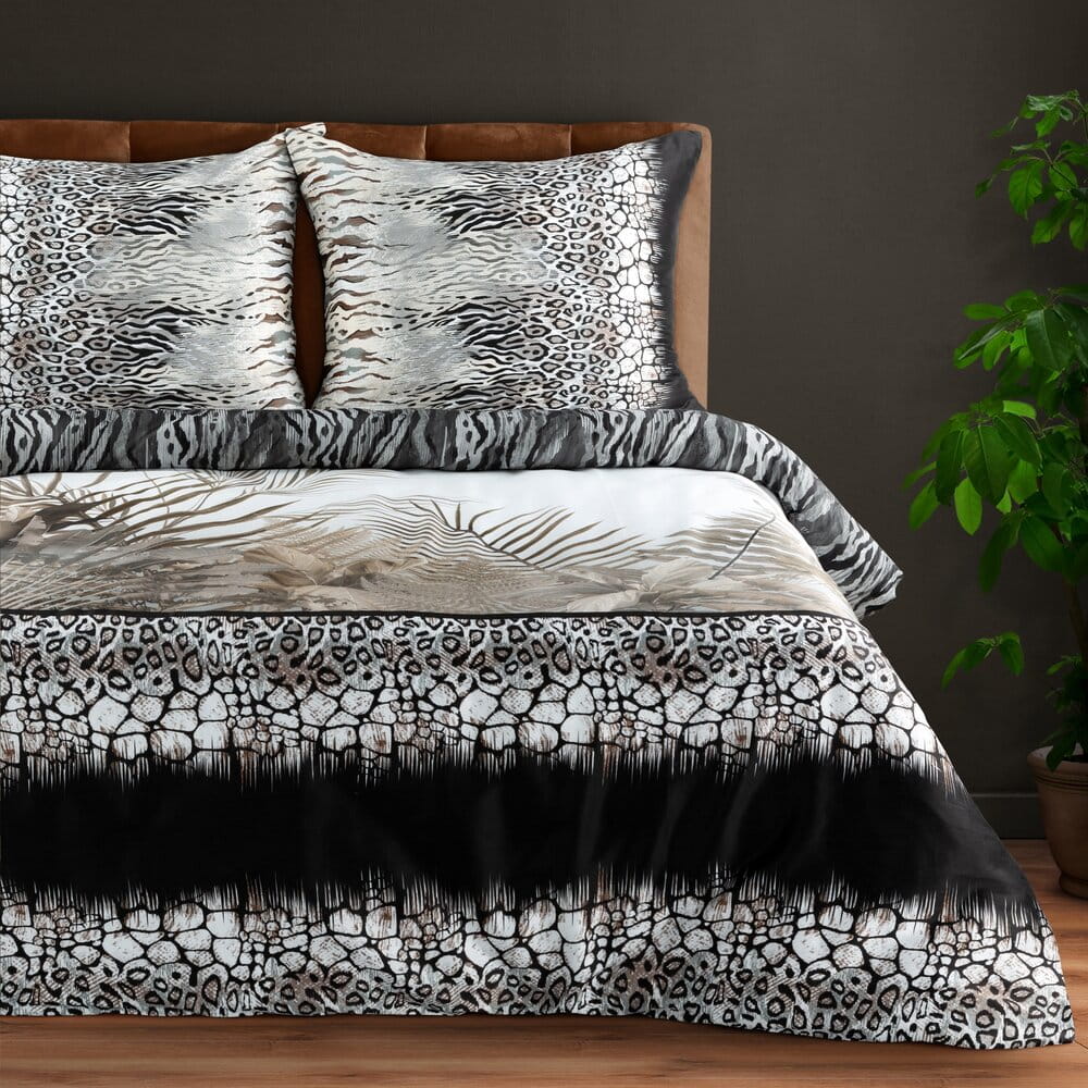 Pościel bawełniana szara z nowoczesnym wzorem EVA 17  160x220 cm
