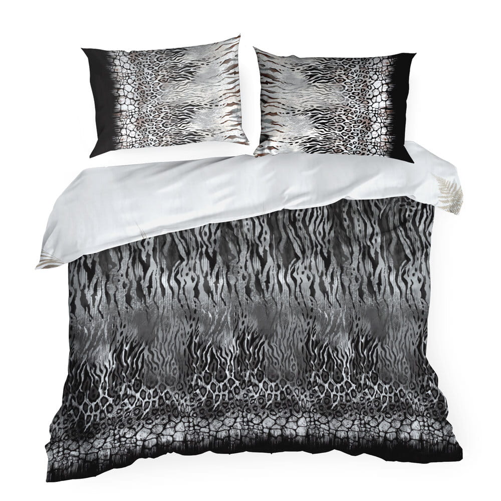 Pościel bawełniana szara z nowoczesnym wzorem EVA 17  160x220 cm
