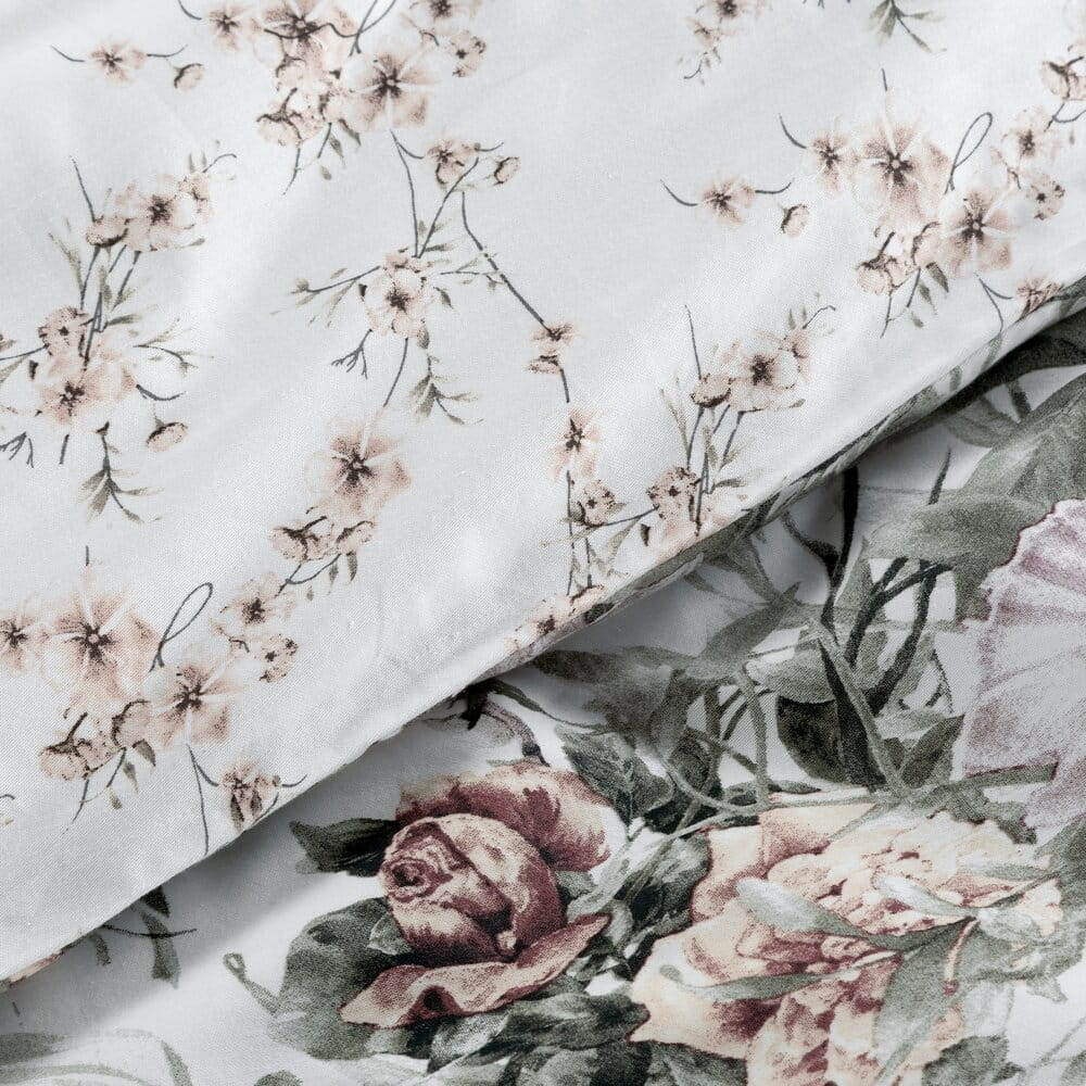 Pościel 160x200 cm bawełniana biała dwustronna z wzorem botanicznym NIKA 53