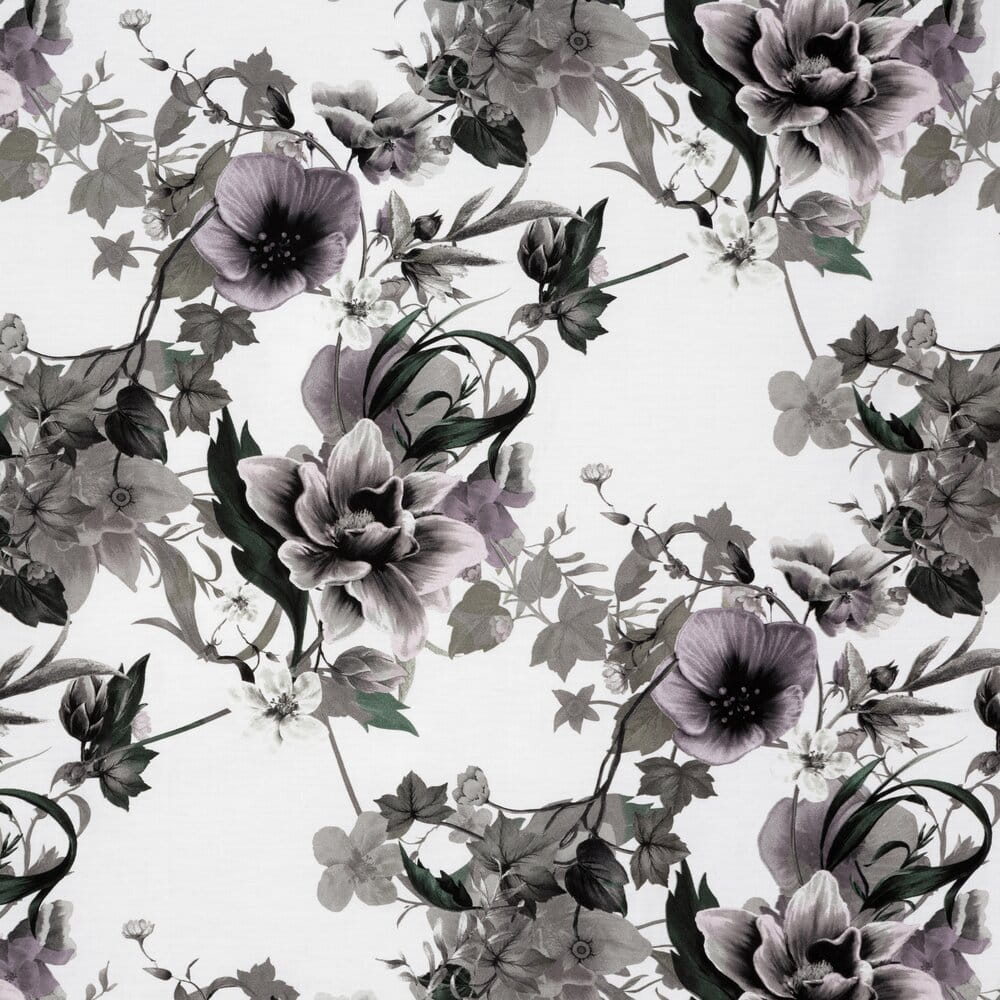 Pościel 220x200 cm bawełniana popielata dwustronna z wzorem kwiatowym NIKA 54