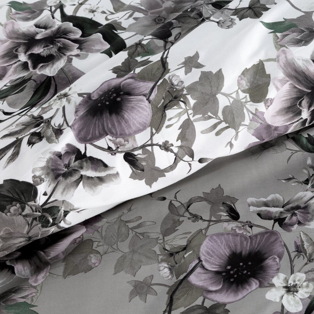 Pościel 220x200 cm bawełniana popielata dwustronna z wzorem kwiatowym NIKA 54