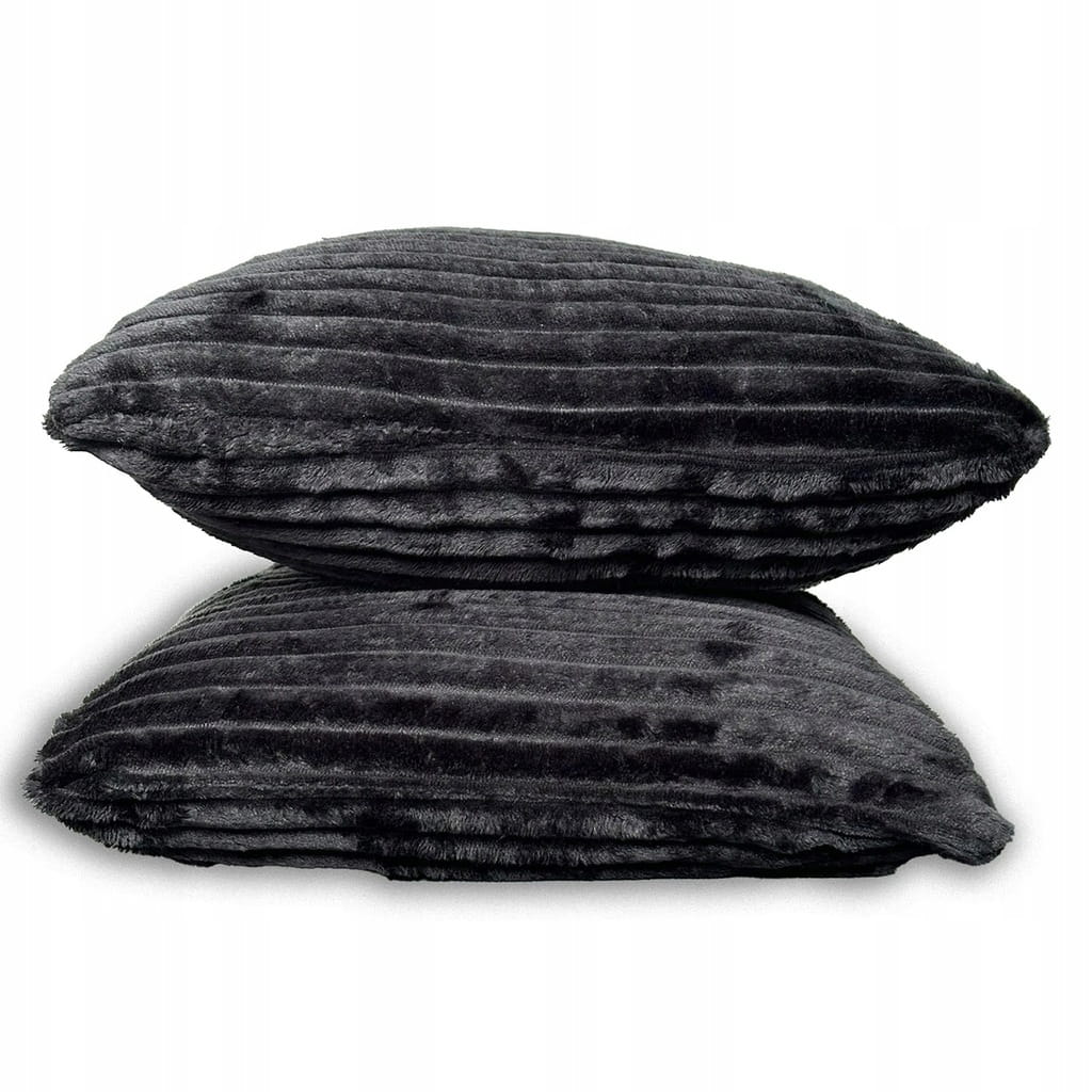 Poszewka dekoracyjna VERONA z welwetu pikowana w paski 40x40 cm czarna