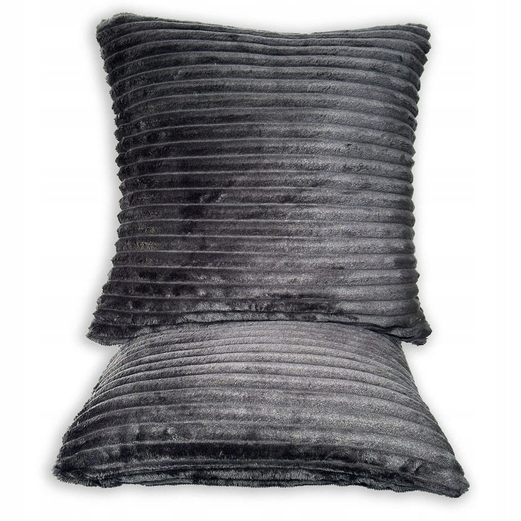 Poszewka dekoracyjna VERONA z welwetu pikowana w paski 40x40 cm czarna