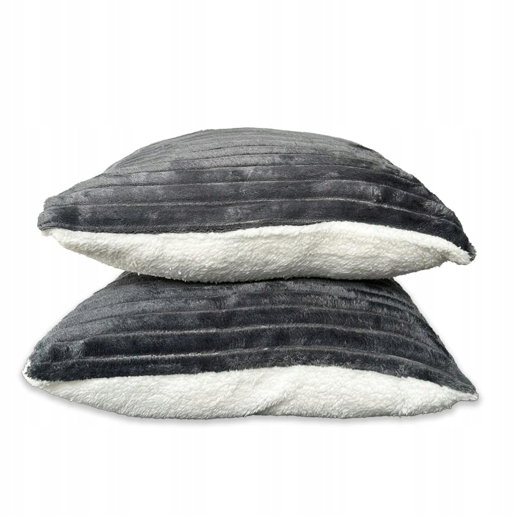 Poszewka dekoracyjna CAPRI z welwetu pikowana w paski 40x40 cm szara