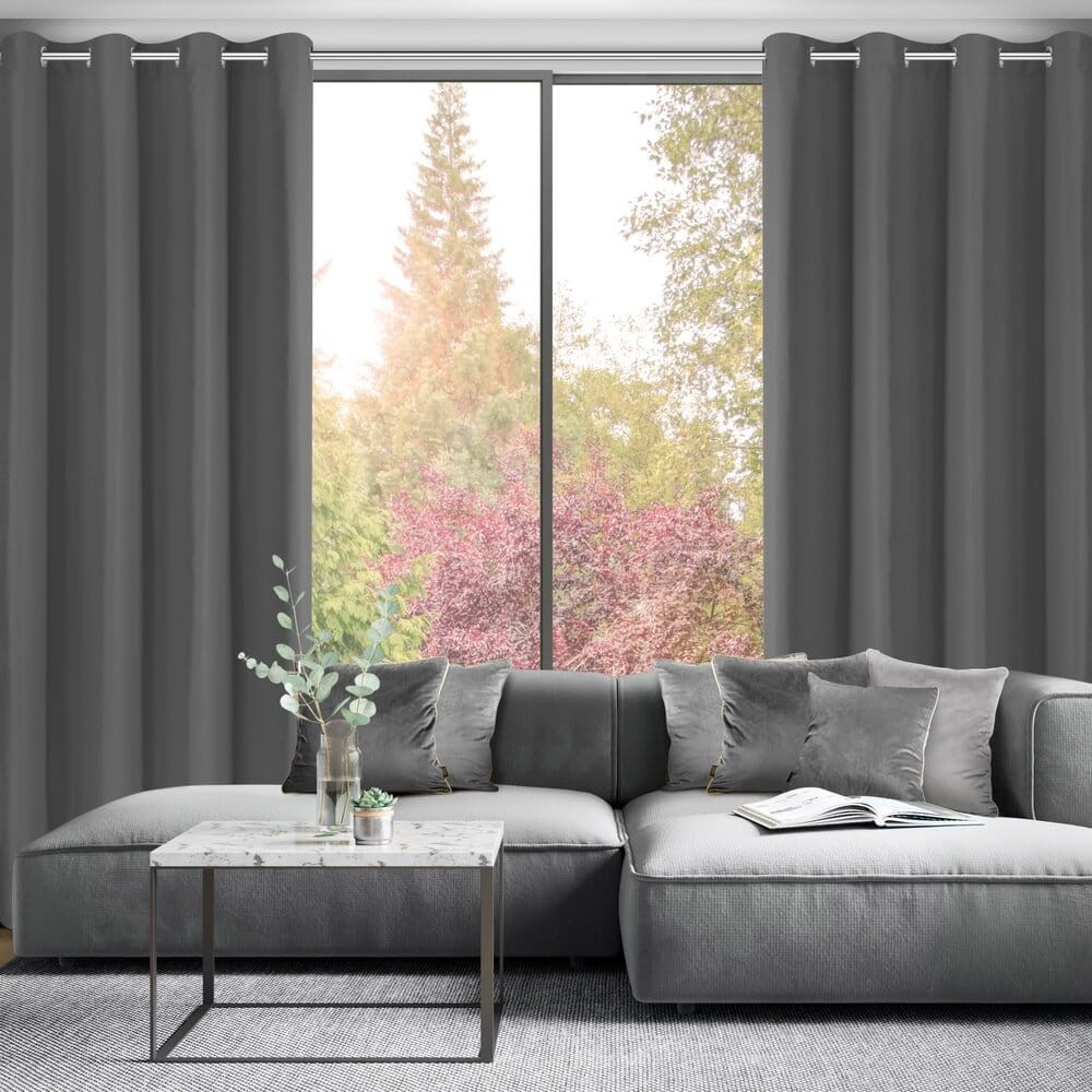 Zasłona gotowa ADARI czarna gładka 140 x 250 cm na przelotkach - obrazek 7