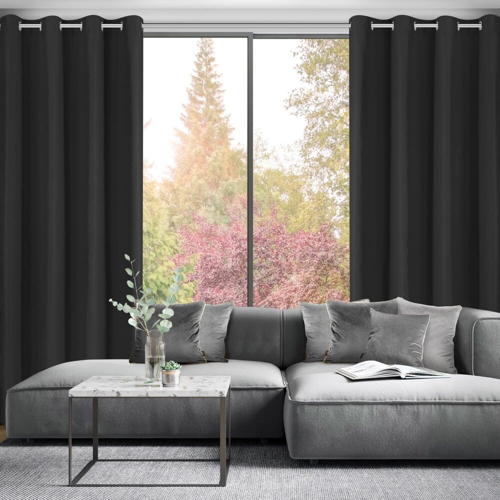 Zasłona gotowa ADARI czarna gładka 140 x 250 cm na przelotkach - obrazek 7