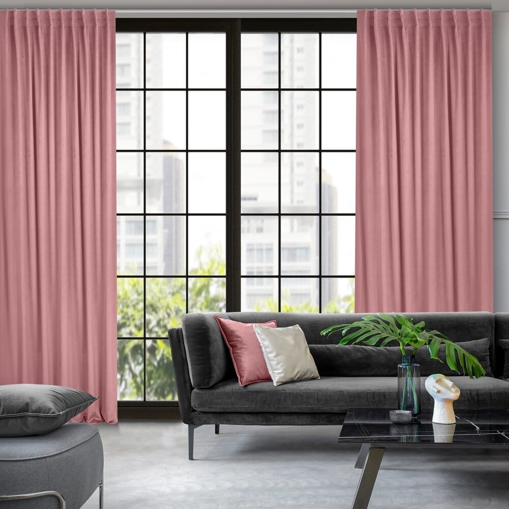 Zasłona MADLEN różowa z welwetu 140x300 cm na taśmie flex - obrazek 10