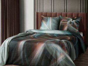 Pościel 160x200 cm z bawełny stalowa z designerskim wzorem PRISMA Eva Minge