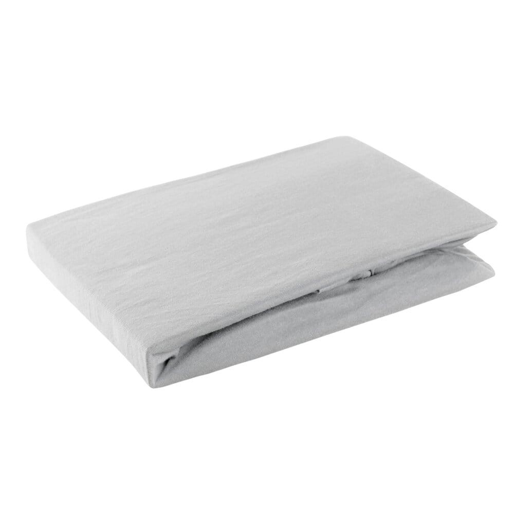 Prześcieradło jersey z gumką 160x200 cm z bawełny jasnoszare 125 g/m2 - obrazek 2