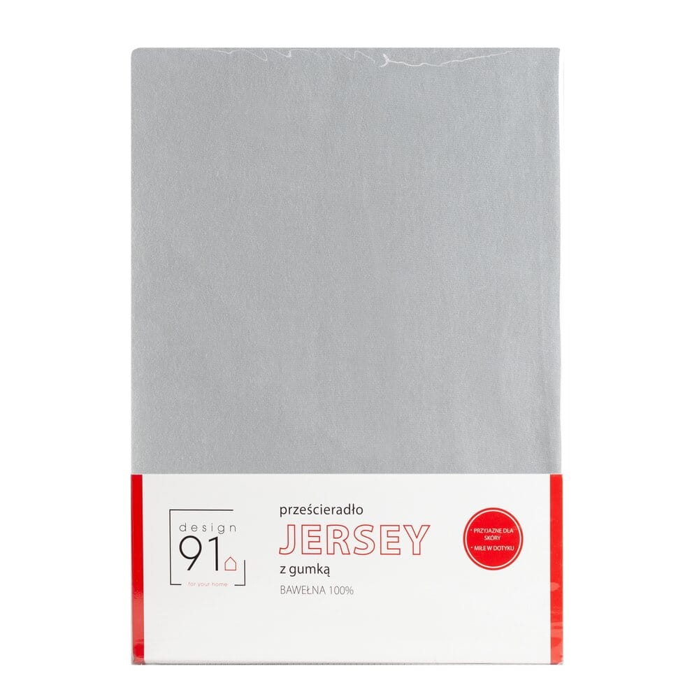 Prześcieradło jersey z gumką 160x200 cm z bawełny jasnoszare 125 g/m2 - obrazek 5