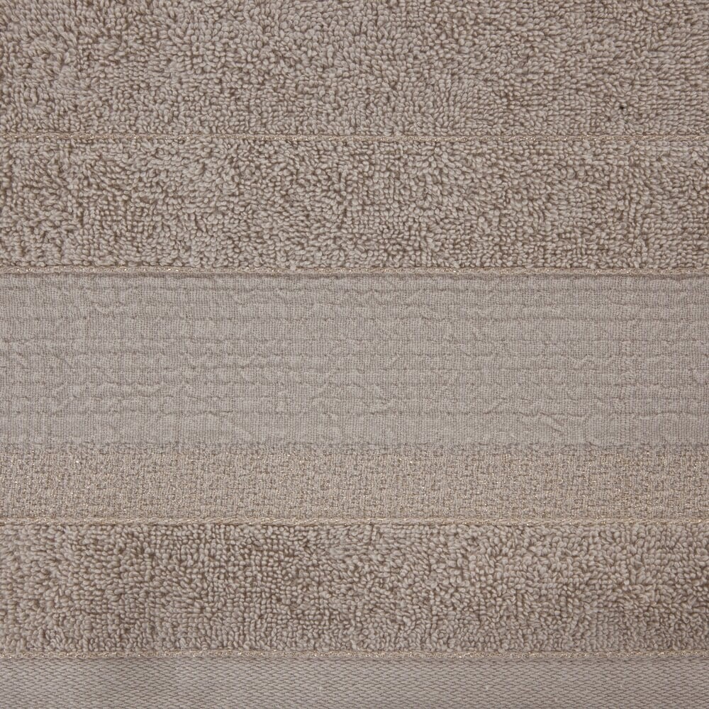 Ręcznik do rąk APRIL 30x50 cm bawełniany kolor beżowy w pasy przetykany błyszczącą nicią - obrazek 3